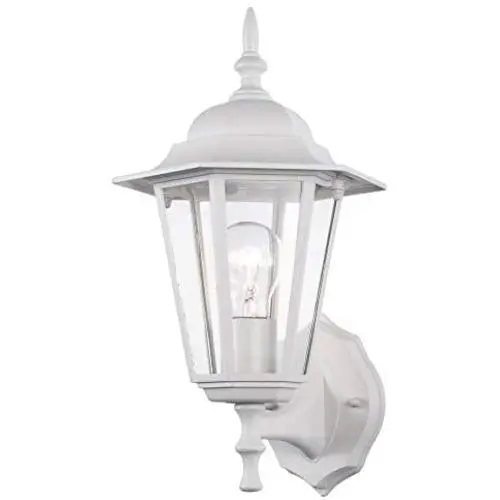 YaoKuem Outdoor Wall Lantern, Wall Sconce as Porch Lighting Fixture, E26 Base 60W Max, Metal Housing Plus Glass, Wet Location Rated, Bulbs not Included (White) YaoKuem Outdoor Wall Lantern, Wall Sconce as Porch Lighting Fixture, E26 Base 60W Max, Metal Housing Plus Glass, Wet Location Rated, Bulbs not Included (White)