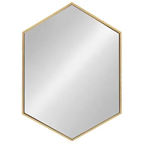 Kate and Laurel McNeer Hexagon Metal Frame Wall Mirror with Gold Finish for Bathrooms, Entryways, Bedrooms, and More, 31x22-inches Kate and Laurel McNeer Hexagon Metal Frame Wall Mirror with Gold Finish for Bathrooms, Entryways, Bedrooms, and More, 31x22-inches