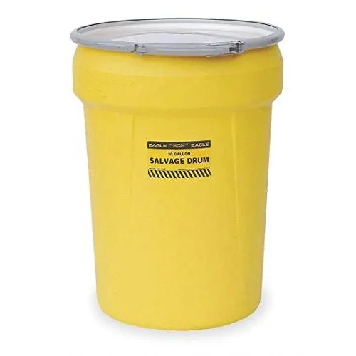 Eagle 1602 Salvage Drum with Metal Lever-Lock Ring, Yellow