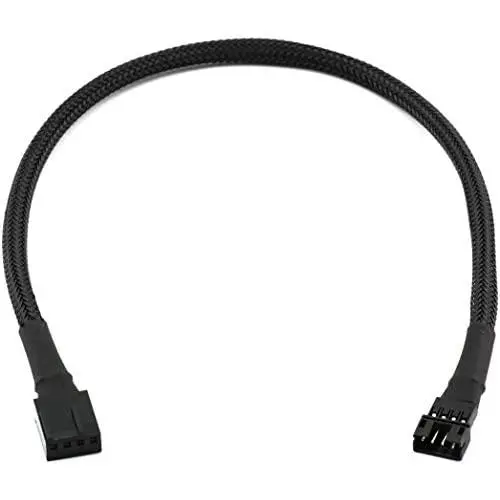 CRJ Male Mini 4-Pin GPU Fan to Female 4-Pin PWM All Black Sleeved Adapter Cable