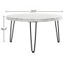 WELLAND Round Coffee Table, 30-inch Wood End Table, Modern Coffee Table with Metal Legs, Washed White, Rustic Accent Coffee Table with Special Pattern Design for Living Room, Bedroom, Home, Office
