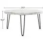 WELLAND Round Coffee Table, 30-inch Wood End Table, Modern Coffee Table with Metal Legs, Washed White, Rustic Accent Coffee Table with Special Pattern Design for Living Room, Bedroom, Home, Office