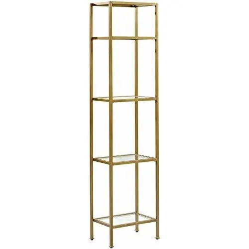 Crosley Furniture Aimee Narrow Etagere Bookcase - Gold and Glass Crosley Furniture Aimee Narrow Etagere Bookcase - Gold and Glass