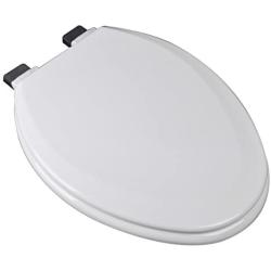 Bath Décor 1F1E7-00CH Premium Molded Wood Elongated Toilet Seat with Slow Close Metal Chrome Hinge & OSG, White