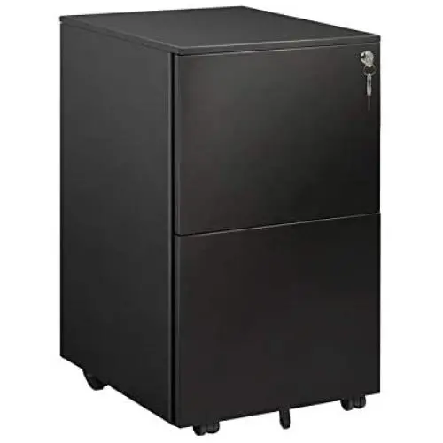 DEVAISE Vertical File Cabinet with Lock, Mobile Filing Cabinet for Legal/Letter/A4 Files, Fully Assembled Except Wheels, Black