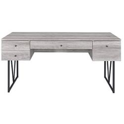 Analiese 4-drawer Writing Desk Grey Driftwood and Black