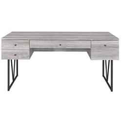 Analiese 4-drawer Writing Desk Grey Driftwood and Black