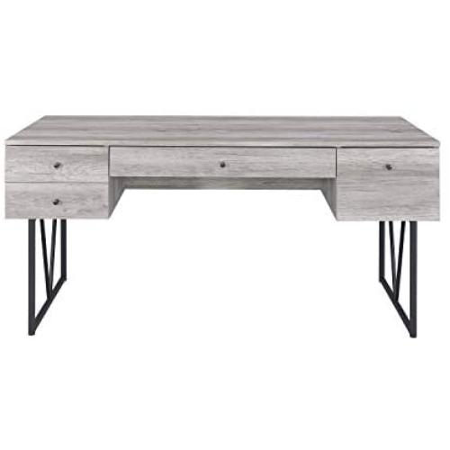 Analiese 4-drawer Writing Desk Grey Driftwood and Black