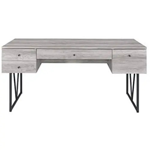 Analiese 4-drawer Writing Desk Grey Driftwood and Black Analiese 4-drawer Writing Desk Grey Driftwood and Black