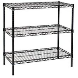 18'' Deep x 48'' Wide x 36'' High 3 Tier Black Starter Shelving Unit