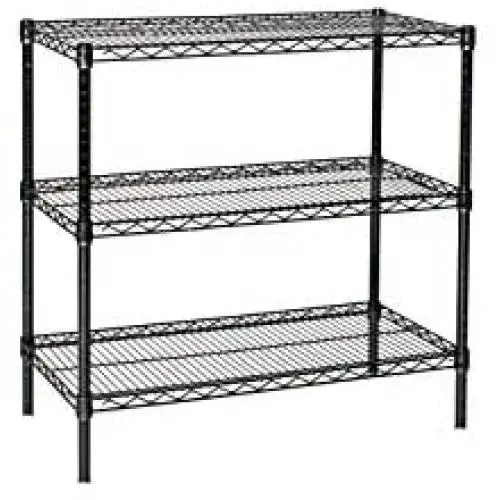 18'' Deep x 48'' Wide x 36'' High 3 Tier Black Starter Shelving Unit 18'' Deep x 48'' Wide x 36'' High 3 Tier Black Starter Shelving Unit