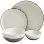 Gibson Elite Rhinebeck Round Reactive Glaze Double Bowl Stoneware Dinnerware Set, Service for Four (16pcs), White and Black Gibson Elite Rhinebeck Round Reactive Glaze Double Bowl Stoneware Dinnerware Set, Service for Four (16pcs), White and Black
