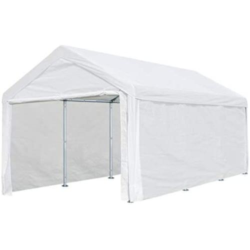 ADVANCE OUTDOOR 20x10 ft Heavy Duty Carport Car Canopy Garage Shelter Boat Party Tent Shed with Removable Sidewalls and Doors, White