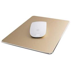 Metal Mouse Pad Ultra Thin Aluminum Mouse Mat Dual-Use Waterproof Fast and Accurate Control for Gaming and Office(Small Gold 9.05X7.08 inch)