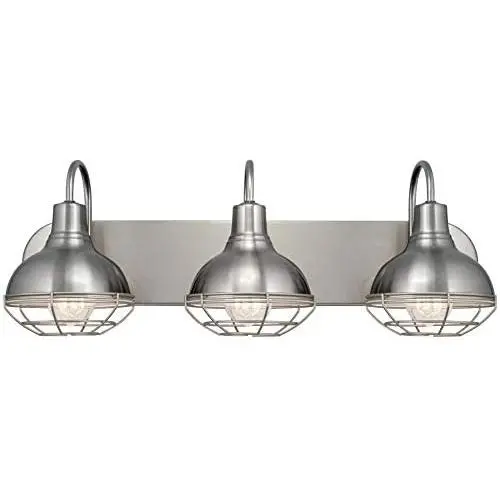 Kira Home Liberty 24'' 3-Light Modern Industrial Vanity/Bathroom, Kitchen Light + Metal Cage Shades, Brushed Nickel Finish Kira Home Liberty 24'' 3-Light Modern Industrial Vanity/Bathroom, Kitchen Light + Metal Cage Shades, Brushed Nickel Finish
