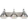 Kira Home Liberty 24'' 3-Light Modern Industrial Vanity/Bathroom, Kitchen Light + Metal Cage Shades, Brushed Nickel Finish