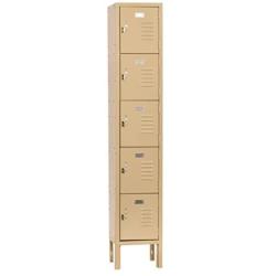 Five Tier Box Locker 12-Inch Wide 5-Feet High 12-Inch Deep Unassembled Metal Locker 5 Doors with Louvers 12W x 12D x 66H Perfect for School, Office, Gym, Garage or Lockers for Employees