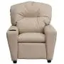 Flash Furniture Contemporary Beige Vinyl Kids Recliner with Cup Holder