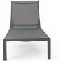 Christopher Knight Home Coral Bay Outdoor Aluminum Chaise Lounges with Mesh Seat, 4-Pcs Set, Grey / Dark Grey