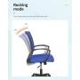Home Office Chair Mid Back PC Swivel Lumbar Support Adjustable Desk Task Computer Ergonomic Comfortable Mesh Chair with Armrest (Blue)