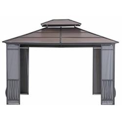 Sunjoy 10 x 12 Wyndham Hardtop Gazebo with Fabric Screen - Faux Copper Top