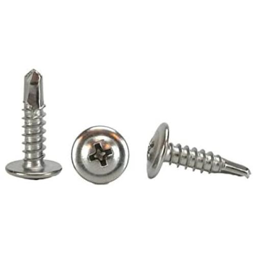 410 Stainless #10 x 3/4'' Wafer Head Philips Self Drilling Sheet Metal Tek Screws, (1/2'' to 1'' Length in Listing), 100 Pieces, Modified Truss Head Self Driller (#10 x 3/4 Inch)