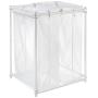 mDesign Laundry Hamper Organizer/Sorter with Metal Stand and 2 Removable Large Mesh Bags - Portable - Double Hamper Design - White