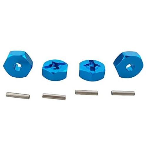 for WLtoys A949 A959 A969 A979 K929 RC Car Aluminum 4mm Wheel Hex Mount Hub with 4 Metal Adapter Part (♥ Blue)