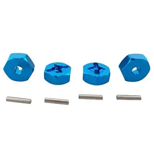 for WLtoys A949 A959 A969 A979 K929 RC Car Aluminum 4mm Wheel Hex Mount Hub with 4 Metal Adapter Part (♥ Blue)