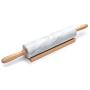 Fox Run Polished Marble Rolling Pin with Wooden Cradle, 10-Inch Barrel, White