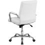 Flash Furniture Mid-Back White LeatherSoft Executive Swivel Office Chair with Chrome Base and Arms