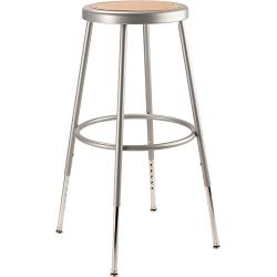 National Public Seating 6224H Steel Stool with Hardboard Seat Adjustable, 25''-33'', Grey
