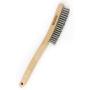 Wire Brush,Stainless Steel Wire Scratch Brush for Cleaning Rust with 14'' Long Curved Beechwood Handle,Large