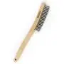 Wire Brush,Stainless Steel Wire Scratch Brush for Cleaning Rust with 14'' Long Curved Beechwood Handle,Large Wire Brush,Stainless Steel Wire Scratch Brush for Cleaning Rust with 14'' Long Curved Beechwood Handle,Large