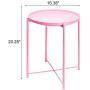 CERBIOR Tray End Table, Round Metal Tray Table Side Sofa Table Anti-Rust and Waterproof Outdoor & Indoor Snack Table Accent Coffee Table Bright Pink
