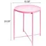 CERBIOR Tray End Table, Round Metal Tray Table Side Sofa Table Anti-Rust and Waterproof Outdoor & Indoor Snack Table Accent Coffee Table Bright Pink