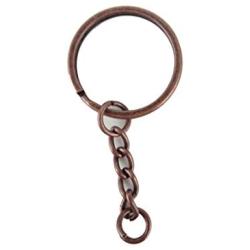 yueton Pack of 100 25mm/0.98'' Metal Split Key Ring with Chain (Copper)