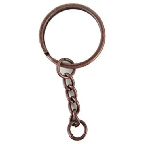 yueton Pack of 100 25mm/0.98'' Metal Split Key Ring with Chain (Copper) yueton Pack of 100 25mm/0.98'' Metal Split Key Ring with Chain (Copper)