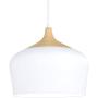 Karmiqi Modern Pendant Light, Bulb Included, Wood Pattern Ceiling Light Fixtures with Metal Shade, Hanging Light for Kitchen, Dining Room, Living Rooms, Hallway(White)