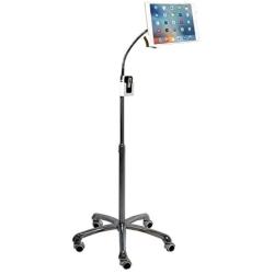 CTA Digital: Heavy-Duty Height-Adjustable Rotating Tablet Stand with Gooseneck, Locking Wheels, Fits 10.2-Inch (7th & 8th Gen.), iPad Air 3, 12.9-Inch iPad Pro & More, Silver, Universal (PAD-HFS)