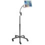 CTA Digital: Heavy-Duty Height-Adjustable Rotating Tablet Stand with Gooseneck, Locking Wheels, Fits 10.2-Inch (7th & 8th Gen.), iPad Air 3, 12.9-Inch iPad Pro & More, Silver, Universal (PAD-HFS)