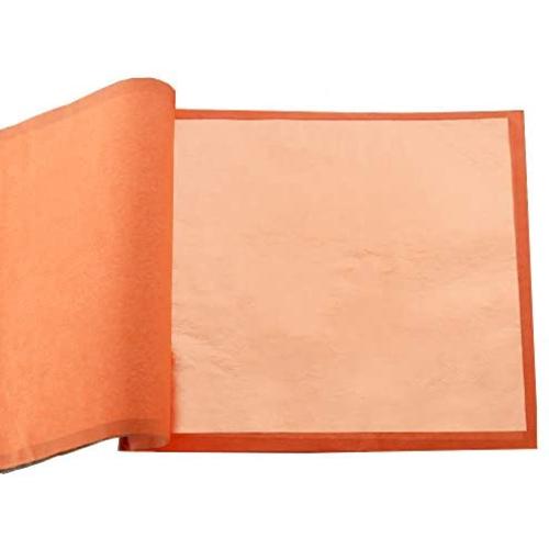 VGSEBA Genuine Pure Copper Leaf Sheets - 100 Pieces Imitation Gold Foil Paper for Handcrafts Decorations 6.3'' x 6.3'', 25 Sheets per Booklet, 4 Booklets