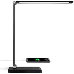 LED Desk Lamp, Desk Lamps for Home Office with USB Charging Port and 3000mah Battery, Eye-Caring Table Lamp with 5 Color Modes and 5 Brightness Levels, 30/60mins Timer Desk Light for Working, Reading