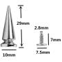 Spikes Studs 20PCS Silver Metal Clothing Rivets Cone 10x29MM Spikes Punk Screw Back Spots Metallic Bullet for DIY Leather Crafts