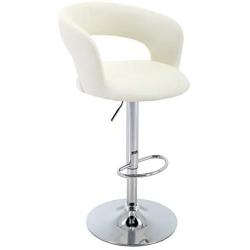 Brage Living Adjustable Height Barstool PU-Leather Bar Stool with Footrest - Ivory