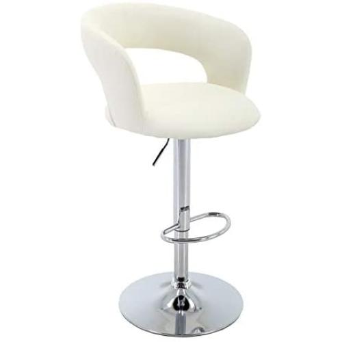 Brage Living Adjustable Height Barstool PU-Leather Bar Stool with Footrest - Ivory