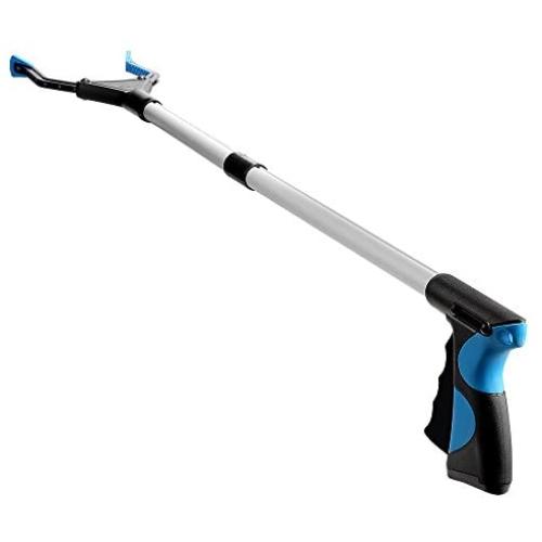 Reacher Grabber Tool, 32'' Foldable Grabber Reacher for Elderly, Lightweight Extra Long Handy Trash Claw Grabber, Reaching Assist Tool for Trash Pick Up, Nabber, Litter Picker, Arm Extension (Blue)