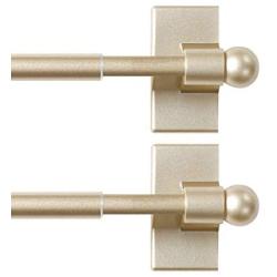 H.VERSAILTEX Magnetic Curtain Rods for Metal Doors Top and Bottom Set of 2 Multi-Use Adjustable Appliances for Iron and Steel Place, Petite Ball Ends, 9 to 16 Inch, 1/2 Inch Diameter, Champagne Gold