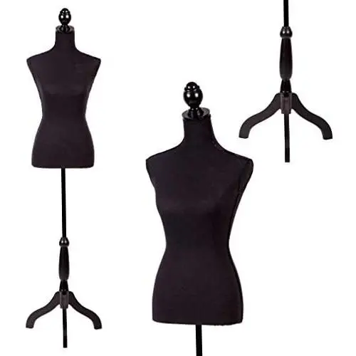 FDW Manikin 60”-67”Height Adjustable Female Dress Model Display Torso Body Tripod Stand Clothing Forms, Black FDW Manikin 60”-67”Height Adjustable Female Dress Model Display Torso Body Tripod Stand Clothing Forms, Black