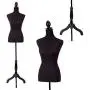 FDW Manikin 60”-67”Height Adjustable Female Dress Model Display Torso Body Tripod Stand Clothing Forms, Black FDW Manikin 60”-67”Height Adjustable Female Dress Model Display Torso Body Tripod Stand Clothing Forms, Black